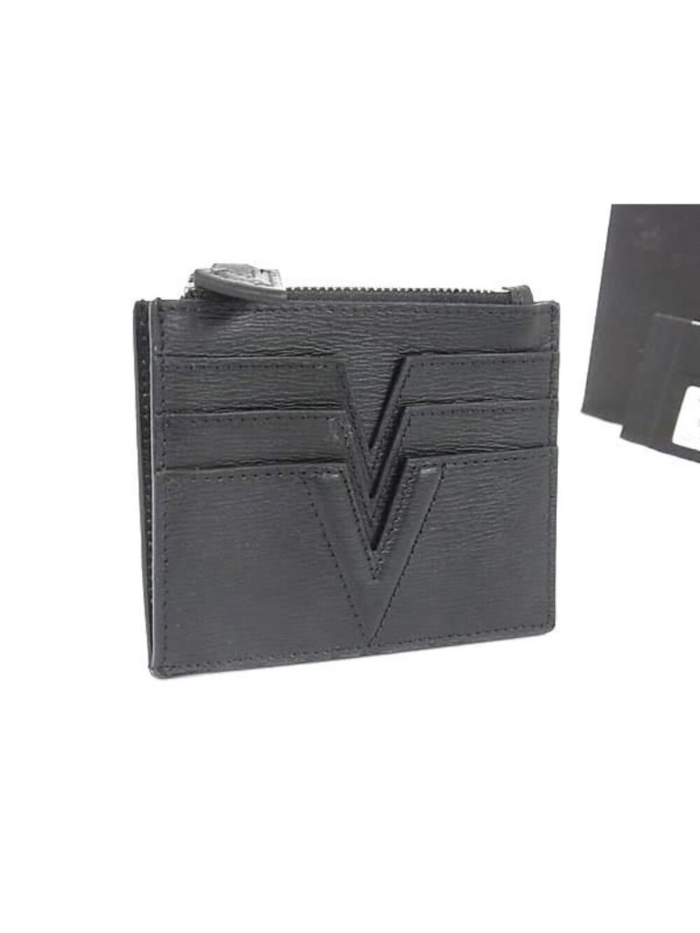 Versace Leather Card Case Coin Purse Black